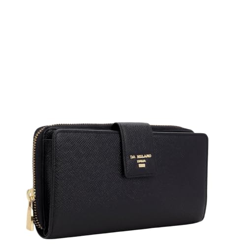 Da Milano Premium Leather Wallet for Women | Multi Compartment Travel Wallet - Black