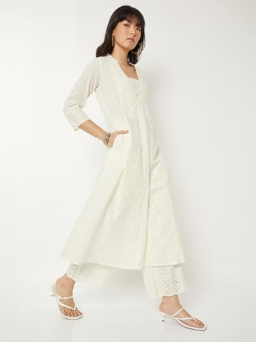Max Women Schiffili A-line Kurta (White_L)