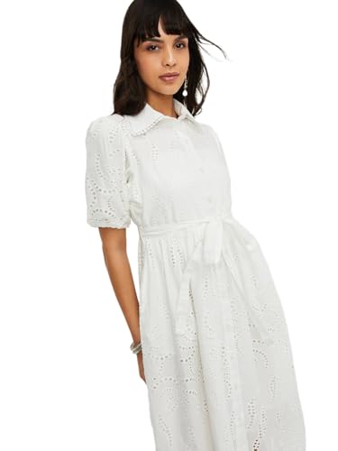 Max Women's Cotton A-Line Midi Dress (SEA10_Ivory