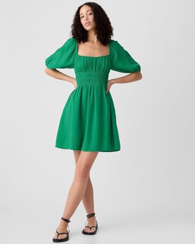 GAP Women's Cotton Smocked Mini Casual Dress (442528427_Green