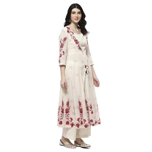 Biba Women's Cotton Kurta Set (SKDINBEZ10740SS25RED_Red