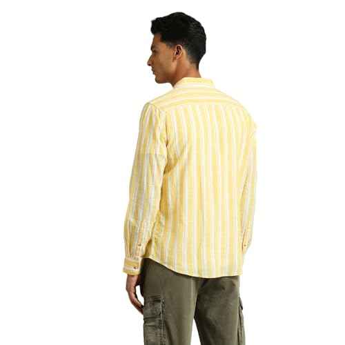 Pepe Jeans Men's Striped Regular Fit Shirt (PM308594_Yellow