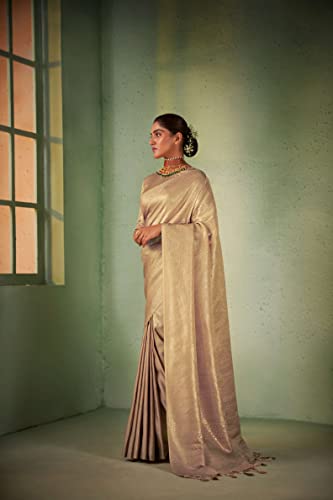 Vardha Women's Kanchipuram Art Silk Saree with Unstitched Blouse Piece - Gold Zari Woven Work Sarees for Wedding (Asya Vol.4_563)