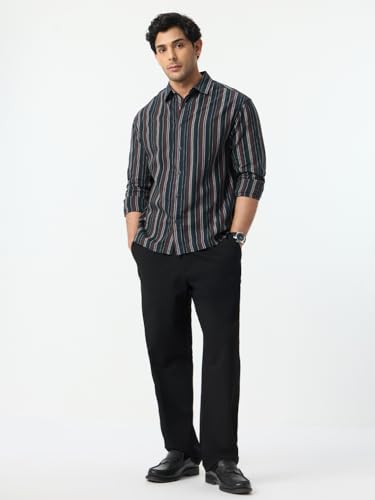 The Souled Store Striped Shirt: Amazonia Men and Boys Long Sleeve Spread Collar Cotton Lightweight Easy to Style Everyday Office Wear Casual Relaxed Shirt