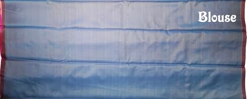 VFCollections Women's Kanchipuram Silk Pure Pattu Sarees- No Border/Zero Border - Teen & Mid age With Blouse (VFC263-6)