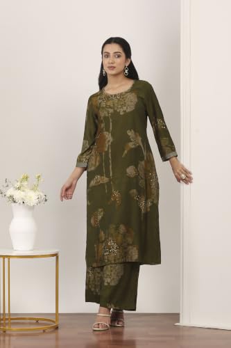 Rangriti Viscose Polyester Printed Straight Festive Kurta With Palazzo