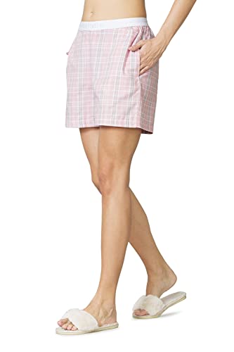 Van Heusen Women Lounge Shorts - 100% Cotton - Allover Print, Plush Back Elasticized Waistband, Peach Finish_55503_Cotton Candy_XXL