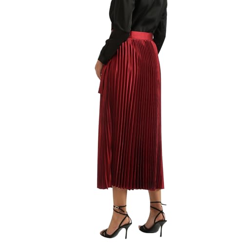 United Colors of Benetton Pleated Skirt (Size: M)-24A4BSHNSK05IRB2 Maroon