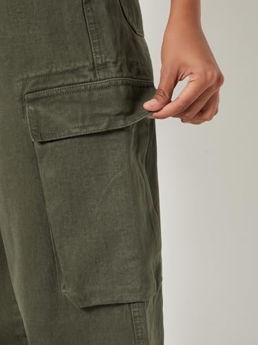 Max Women Solid Cargo Jeans (Green_26)