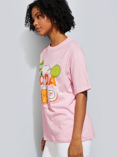Max URB_N Women Peanuts Print Oversized T-Shirt (Pink_XL)