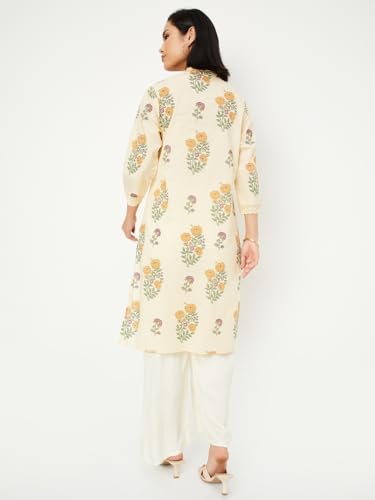 Max Women's Cotton Regular Kurta (PEPKSP25SE_Yellow