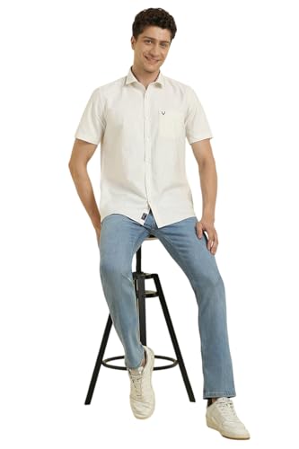 Allen Solly Men White Custom Fit Stripe Half Sleeves Casual Shirts