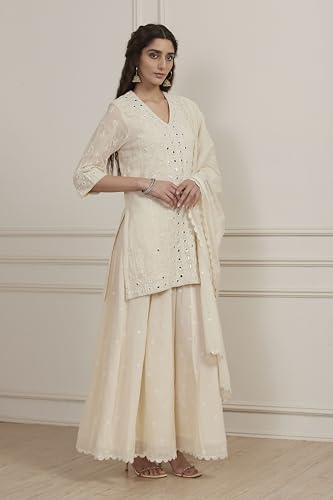 BIBA Women Yellow Cotton Straight Suit Set_38