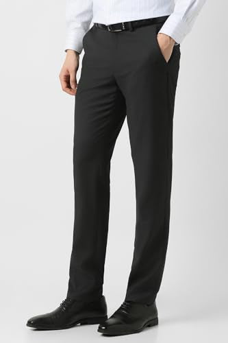Men Black Textured Trousers