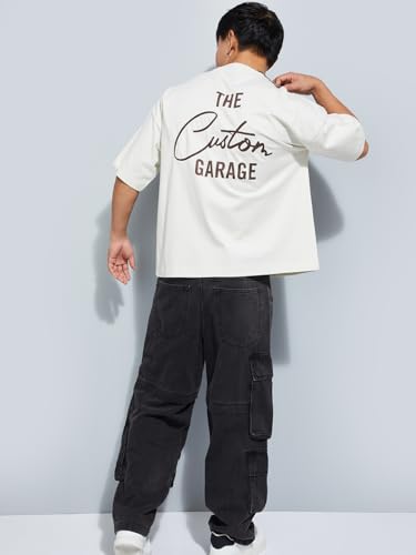 Max URB_N Men Printed Boxy Fit T-Shirt (White_L)