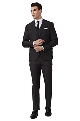 Van Heusen Men's Polyester Blend Three Piece Suit-Dress Set (VDSUESKFY61942_Black_42)