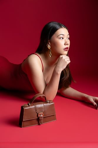 eske Eloise Genuine Leather Womens Satchel (Dark Tan)