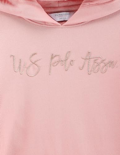 U.S. POLO ASSN. Kids Regular fit Cotton Long Sleeves Hooded Dresses (UGDRS0265_Pink_12M)