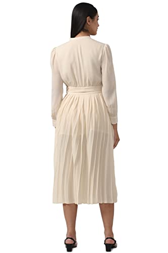 Van Heusen Women's Polyester Classic Below The Knee Dress (VWDRFRGPV35105_Cream_S)