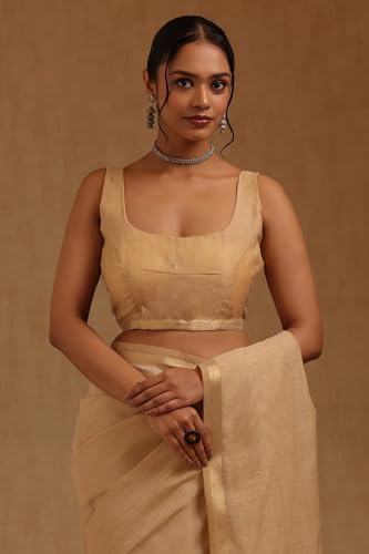 Soch Womens Beige Chanderi Zari Woven Saree