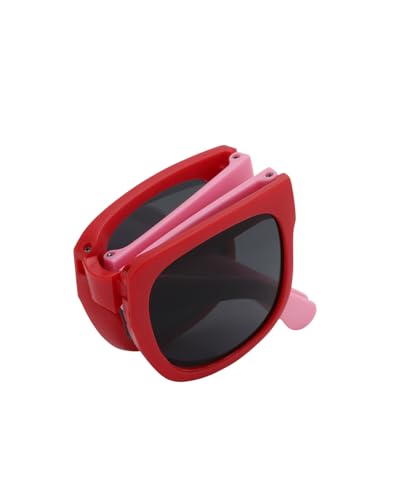 Carlton London Girls Red and Pink Toned UV Protected Black Lens Foldover Sunglass