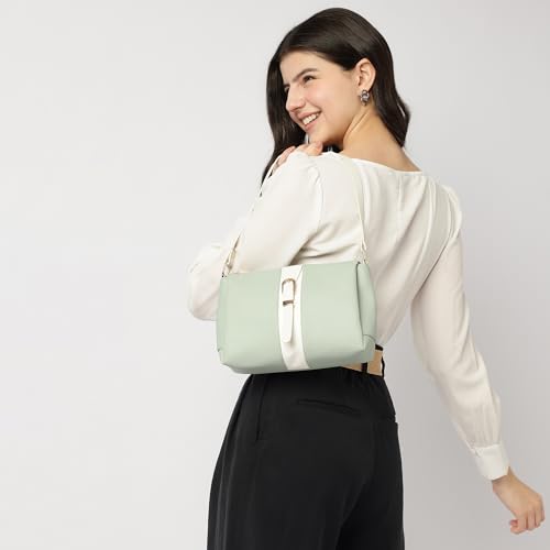 Fastrack Soft Serve Shoulder Bag for Women | Medium Size with Top Zip Closure, Buckle Detailing & Inner Organiser Pockets | Everyday Casual Shoulder Bag