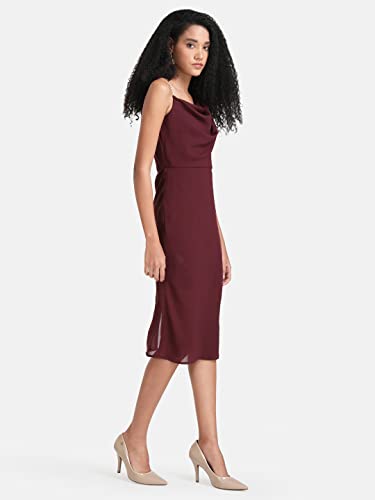 Kazo Women's Polyester Bodycon Midi Casual Dress (124488PRTRYLL_Red