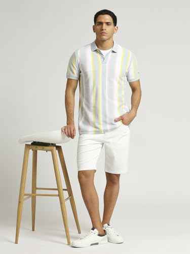 Pepe Jeans Men's Striped Regular Fit T-Shirt (PM542194_Sky Blue