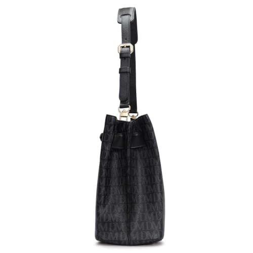 Da Milano Leather Shoulder Bag for Women - Beige & Black (LB-02225)