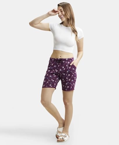 Jockey Shorts for Women with Side Pocket & Drawstring closure RX10_Purple Wine Assorted Prints_XXL