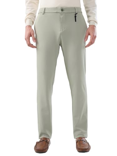 Park Avenue Men Commutech Fit Structure Pattern Cotton Spandex Blend Flat Front Casual Trouser Green