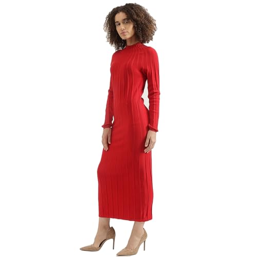 UNITED COLORS OF BENETTON High Neck Textured Dress (Size: L)-24A1SOLVS709I015