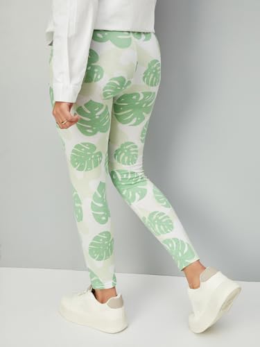 Max Girls Printed Leggings (White_10-12 Y)