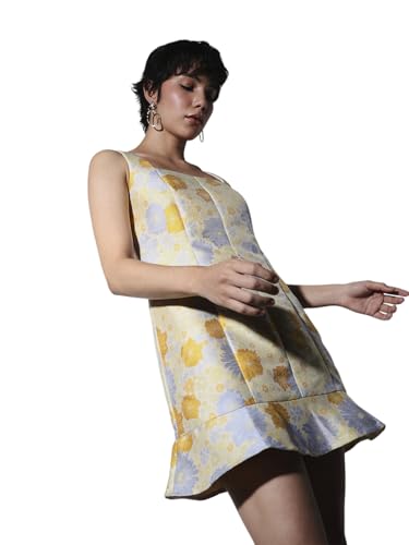 ONLY Women's Floral Print Regular Fit Yellow Dress