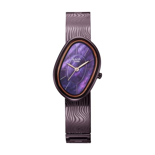 Titan Raga Sierra with Prune Dial Prune Brass Strap Watch for Women - 95390QM01