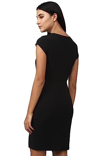 Van Heusen Women's Polyester Blend Classic Knee-Length Formal Dress (VWDRCRGBS06113_Charcoal