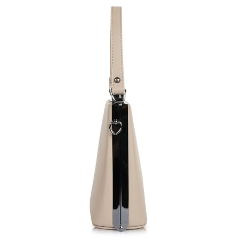 Lady Quinton Bridal Handbag Clutch Purse, Synthetic Leather Shoulder Sling Bag (Beige)