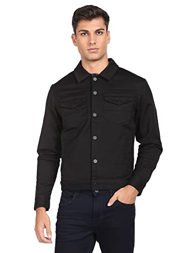 Arrow Men's Polyester Regular Jacket (ANAEJK4614_Olive_Medium)