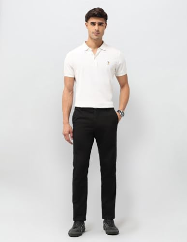 U.S.Polo Association Men's Textured Denver Slim Fit Trousers (USTRO012D_Black_36)