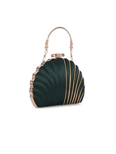 TOOBA Women's Synthetic Green Handicraft Beautiful Bling Box Clutch Bag for Wedding, Banquet, Gift Family, & Friends