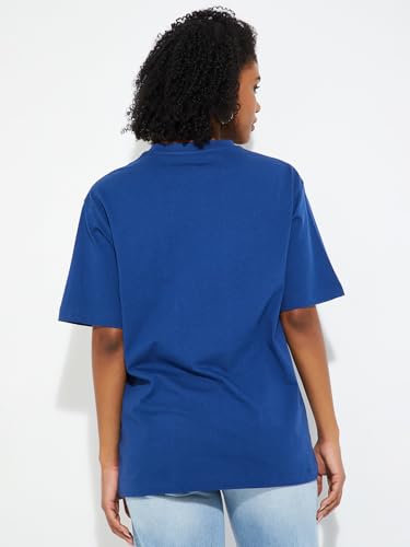 Max URB_N Women Oversized Printed T-Shirt (Blue_XXL)