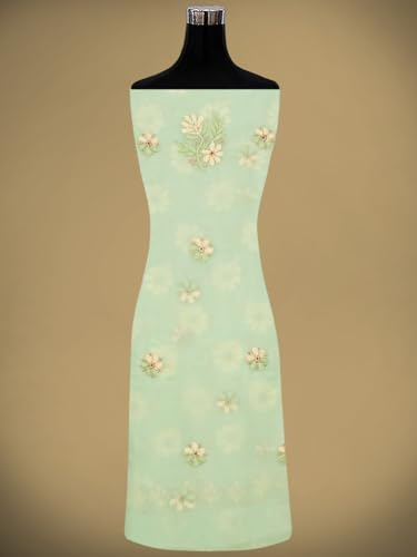 Ada Hand Embroidered Lucknowi Chikankari Unstitched Georgette Dress Material Suit Piece with Dupatta for Women 01A896014 Pista Green