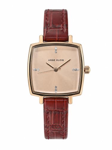 Anne Klein Women's AK-5620RGBY Analog Watch with Leather Band