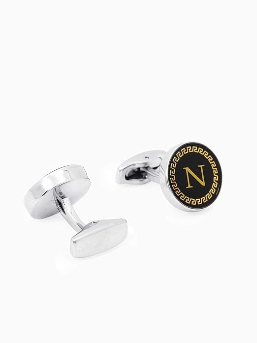 AMAAL Cufflinks for Men Boys Cuff links Formal Stainless Steel Cufflink For Men Alphabet Letters N Birthday Gift Anniversary Husband Cuff Links Cufflinks Set Mens Boys Man Boy Valentine Gifts -A14