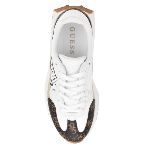 Guess Womens Calebb3Sneaker, White/Brown 145, 5 UK