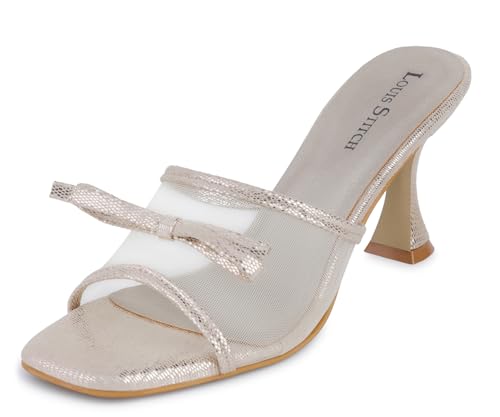 LOUIS STITCH Beige Stylish Transparent High Heels Sandal for Women | Pointed Heel Fashionable & Comfortable Sandal | LSOF-LDPH-BWNTGD | UK-3