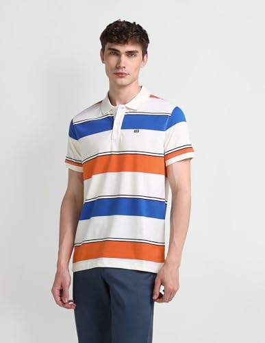 Arrow Sports Men's Striped Regular Fit Polo Shirt (ASAEOTS5297_Multi
