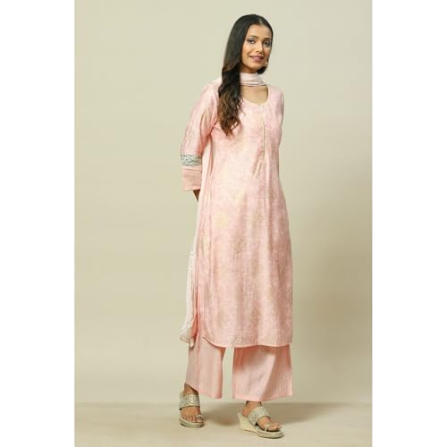 Rangriti Women's Cotton Blend Kurta Set (RSKASRTD18004SS23LPNK_Light Pink