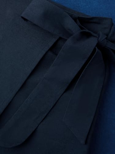 The Souled Store Cotton Linen Skorts: Navy Women and Girls Wrap Around Solid Blue Mini Cotton Linen Skorts