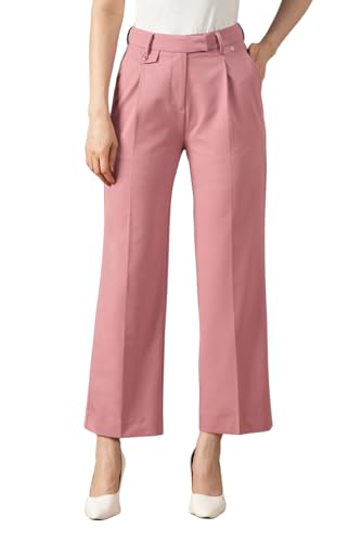 Van Heusen Women Pink Solid Formal Regular Fit Trousers